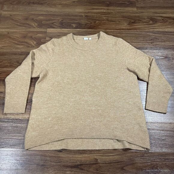 Gap Crew Neck Sweater Acrylic Womens Size XL Tan Casual Beige Hi Low - Picture 2 of 7